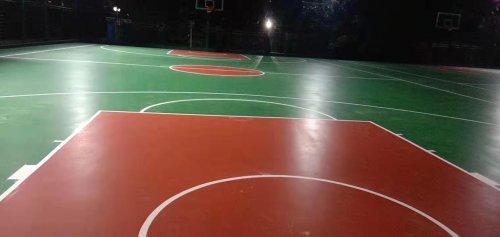 上海青浦小區籃球場硅PU地坪施工