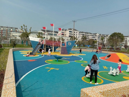 小區公園兒童游樂場設施設備塑膠地坪EPDM塑膠跑道施工